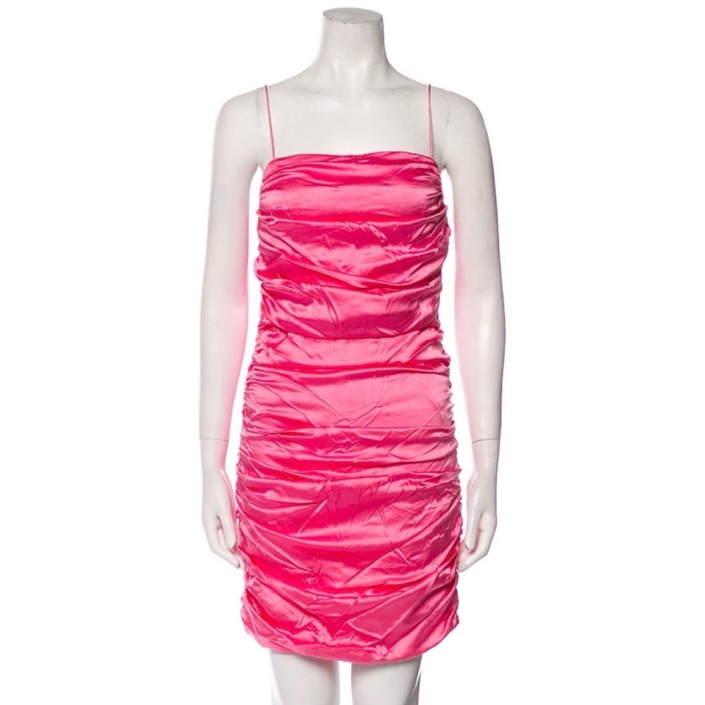 Alice + Olivia Primrose Pink Ruched Satin Dress